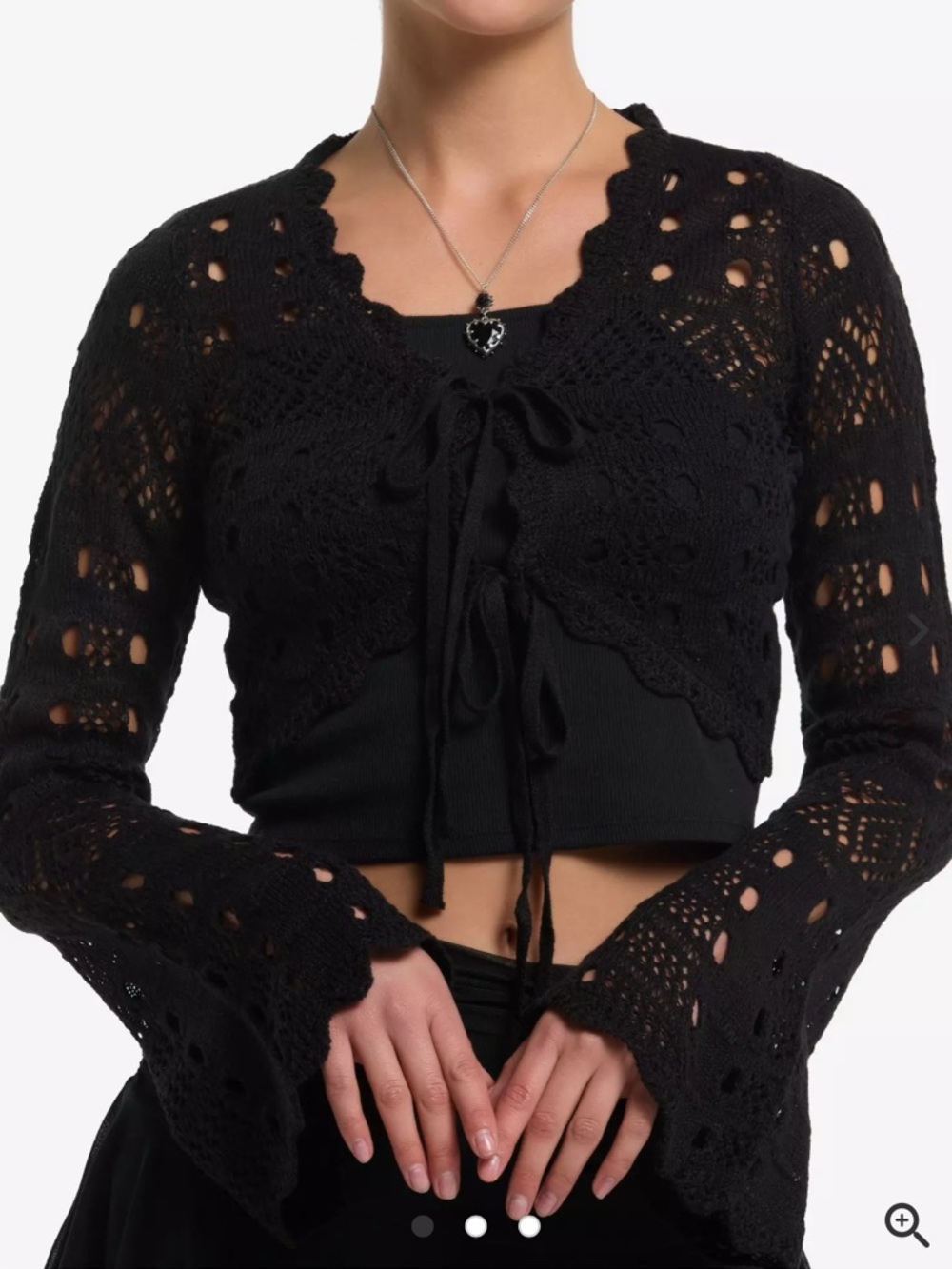 Goth Witchy Cosmic Aura Crop Shrug Bell Sleeve Top XL - Picture 3 of 6